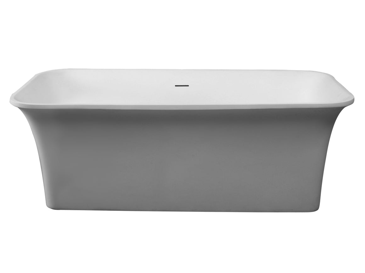 67" White Rectangular Solid Surface Smooth Resin Soaking Bathtub