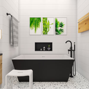 59 inch Black & White Rectangular Acrylic Free Standing Soaking Bathtub