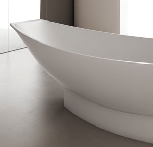 White Matte 71" Solid Surface Resin Free Standing Hammock Style Bathtub