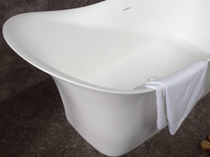 74" White Solid Surface Smooth Resin Soaking Slipper Bathtub