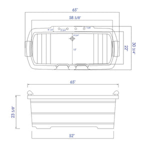 65" 2 Person Free Standing Cedar Wooden Bathtub with Fixtures & Headrests