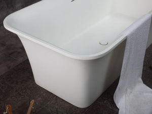 67" White Rectangular Solid Surface Smooth Resin Soaking Bathtub