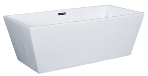 67 inch White Rectangular Acrylic Free Standing Soaking Bathtub