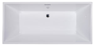 67 inch White Rectangular Acrylic Free Standing Soaking Bathtub