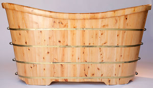 63" Free Standing Cedar Wooden Bathtub