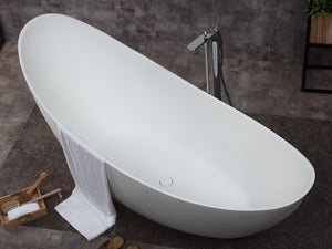 73" White Solid Surface Smooth Resin Soaking Slipper Bathtub