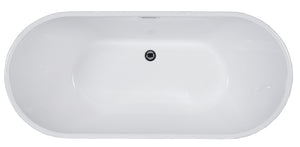 59 inch White Oval Acrylic Free Standing Soaking Bathtub